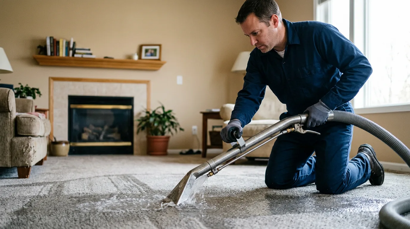 Water damage restoration technician working near Wadley, AL